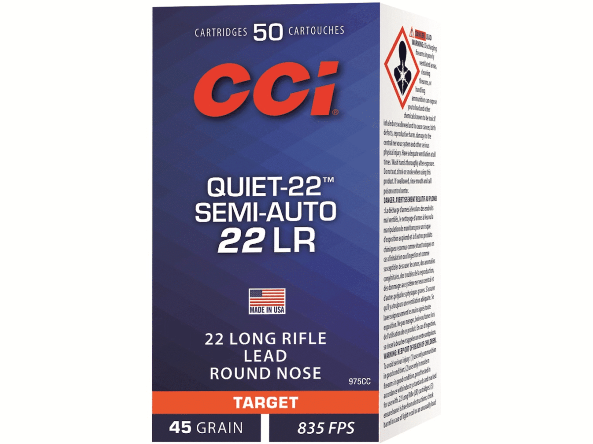 CCI Quiet Semi-Auto Ammunition 22 Long Rifle Subsonic 45 Grain Lead Round Nose