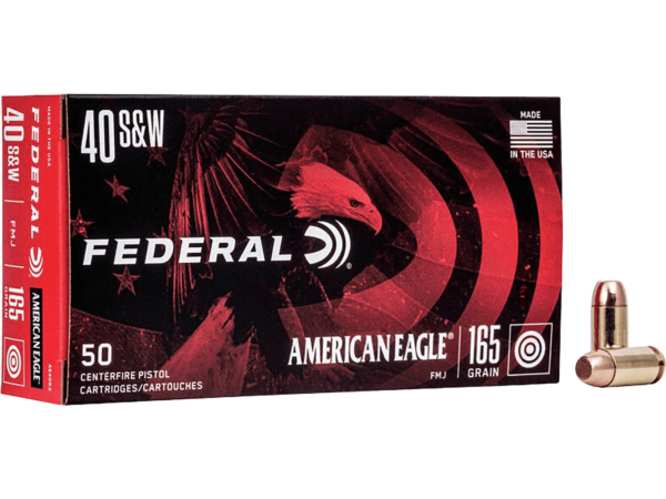 Federal American Eagle Ammunition 40 S&W 165 Grain Full Metal Jacket