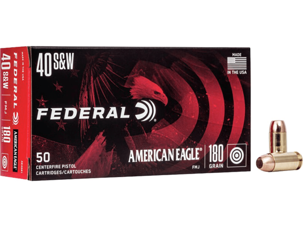 Federal American Eagle Ammunition 40 S&W 180 Grain Full Metal Jacket