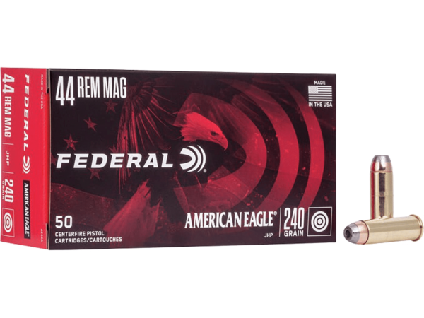 Federal American Eagle Ammunition 44 Remington Magnum 240 Grain Jacketed Hollow Point Box of 50