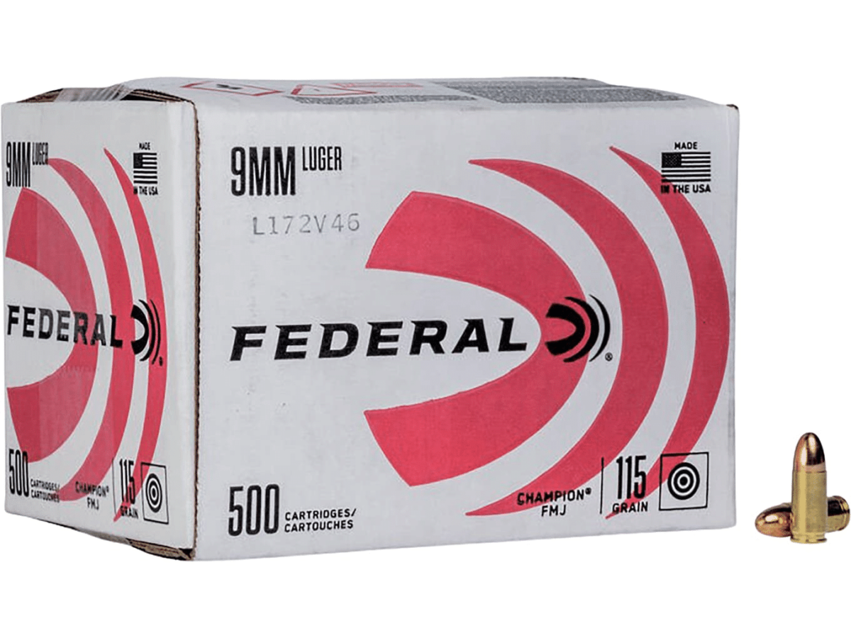 Federal Ammunition 9mm Luger 115 Grain Full Metal Jacket Box of 500 Bulk