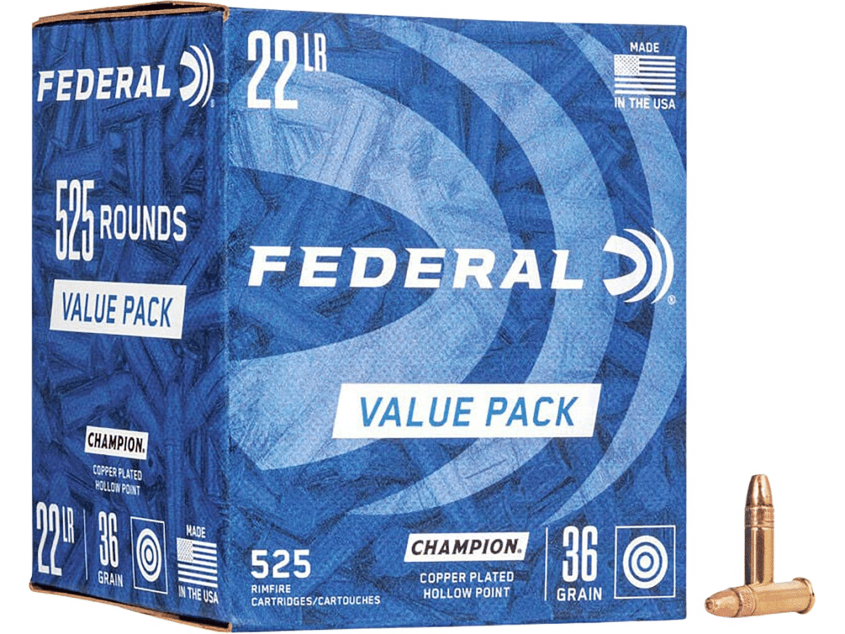 Federal Champion Ammunition 22 Long Rifle 36 Grain Plated Lead Hollow Point