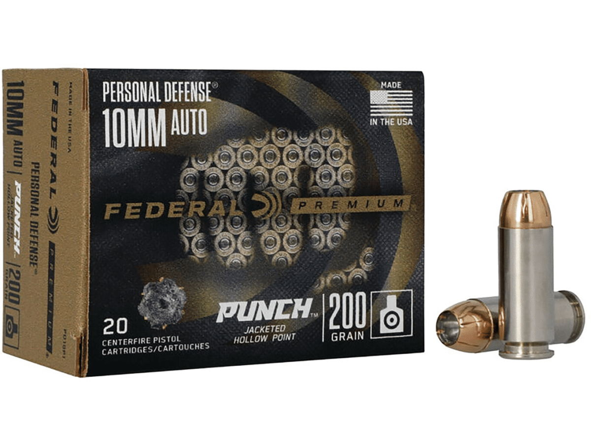 Federal Personal Defense Punch Ammunition 10mm Auto 200 Grain Jacketed Hollow Point Box of 20