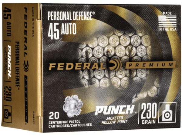 Federal Personal Defense Punch Ammunition 45 ACP 230 Grain Jacketed Hollow Point