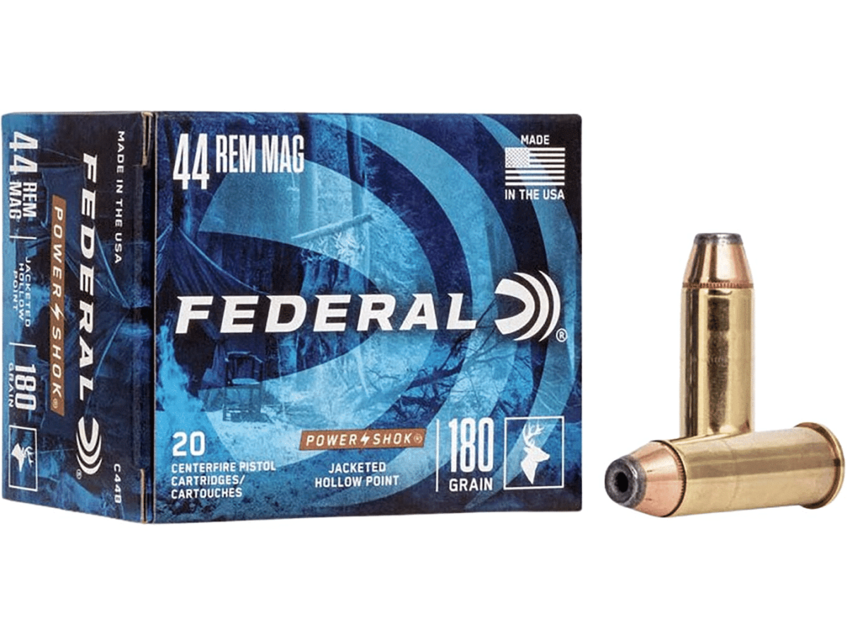 Federal Power-Shok Ammunition 44 Remington Magnum 180 Grain Jacketed Hollow Point Box of 20