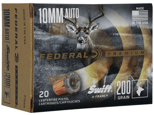 Federal Premium Ammunition 10mm Auto 200 Grain Swift A-Frame Jacketed Hollow Point Box of 20