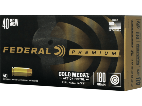 Federal Premium Gold Medal Action Pistol Ammunition 40 S&W 180 Grain Full Metal Jacket