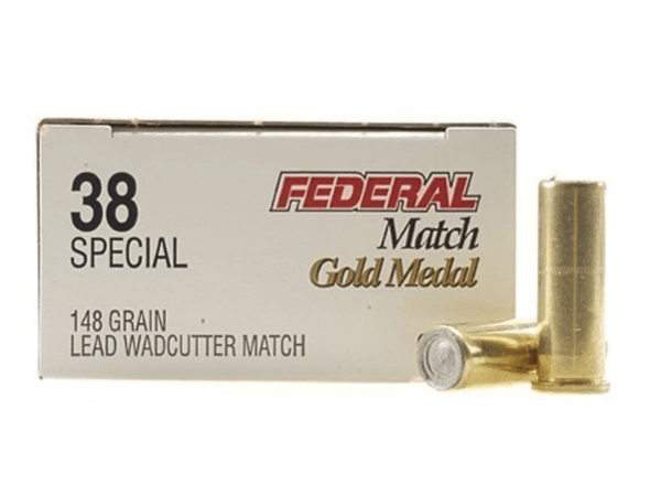 Federal Premium Gold Medal Match Ammunition 38 Special 148 Grain Lead Wadcutter Box of 50
