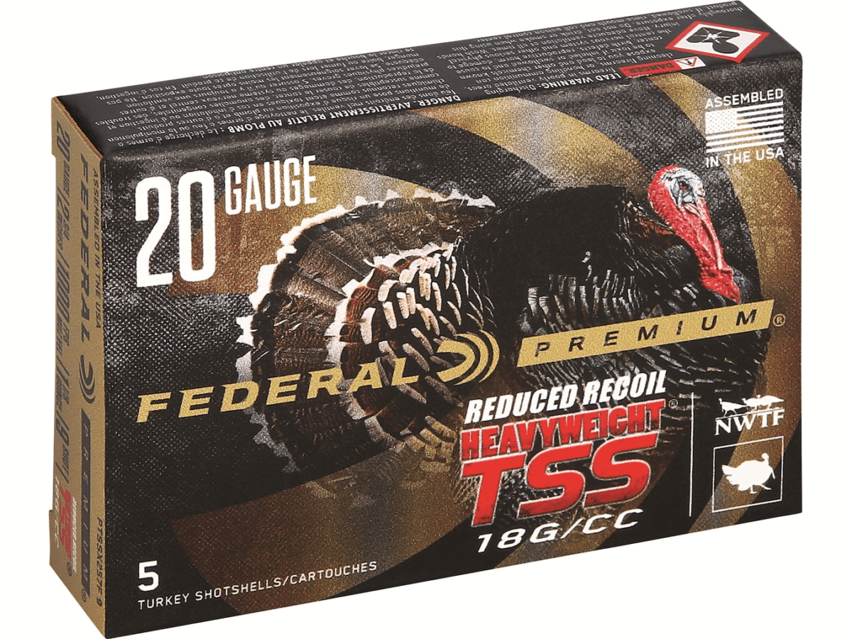 Federal Premium Heavyweight TSS Turkey Ammunition 20 Gauge 2-3/4" 1-1/8 oz #9 Non-Toxic Tungsten Super Shot Flitecontrol Flex Wad Box of 5