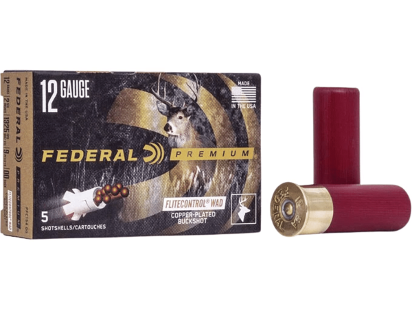 Federal Premium Vital-Shok Ammunition 12 Gauge 2-3/4" Buffered 00 Copper Plated Buckshot 9 Pellets Flitecontrol Wad