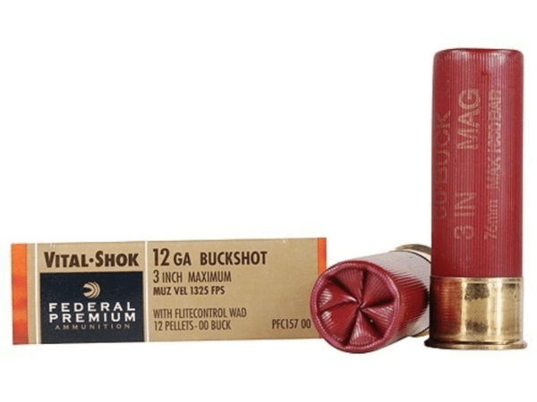 Federal Premium Vital-Shok Ammunition 12 Gauge 3" Buffered 00 Copper Plated Buckshot 12 Pellets Flitecontrol Wad