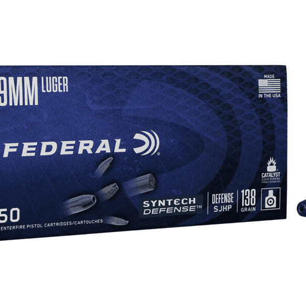 Federal Syntech Defense Ammunition 9mm Luger 138 Grain Synthetic Jacket Segmented Hollow Point