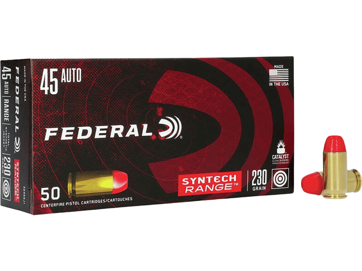 Federal Syntech Range Ammunition 45 ACP 230 Grain Total Synthetic Jacket