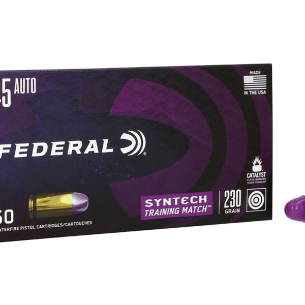 Federal Syntech Training Match Ammunition 45 ACP 230 Grain Total Synthetic Jacket Box of 50