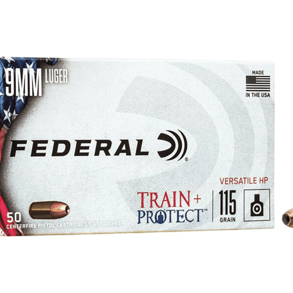 Federal Train + Protect Ammunition 9mm Luger 115 Grain Versatile Hollow Point