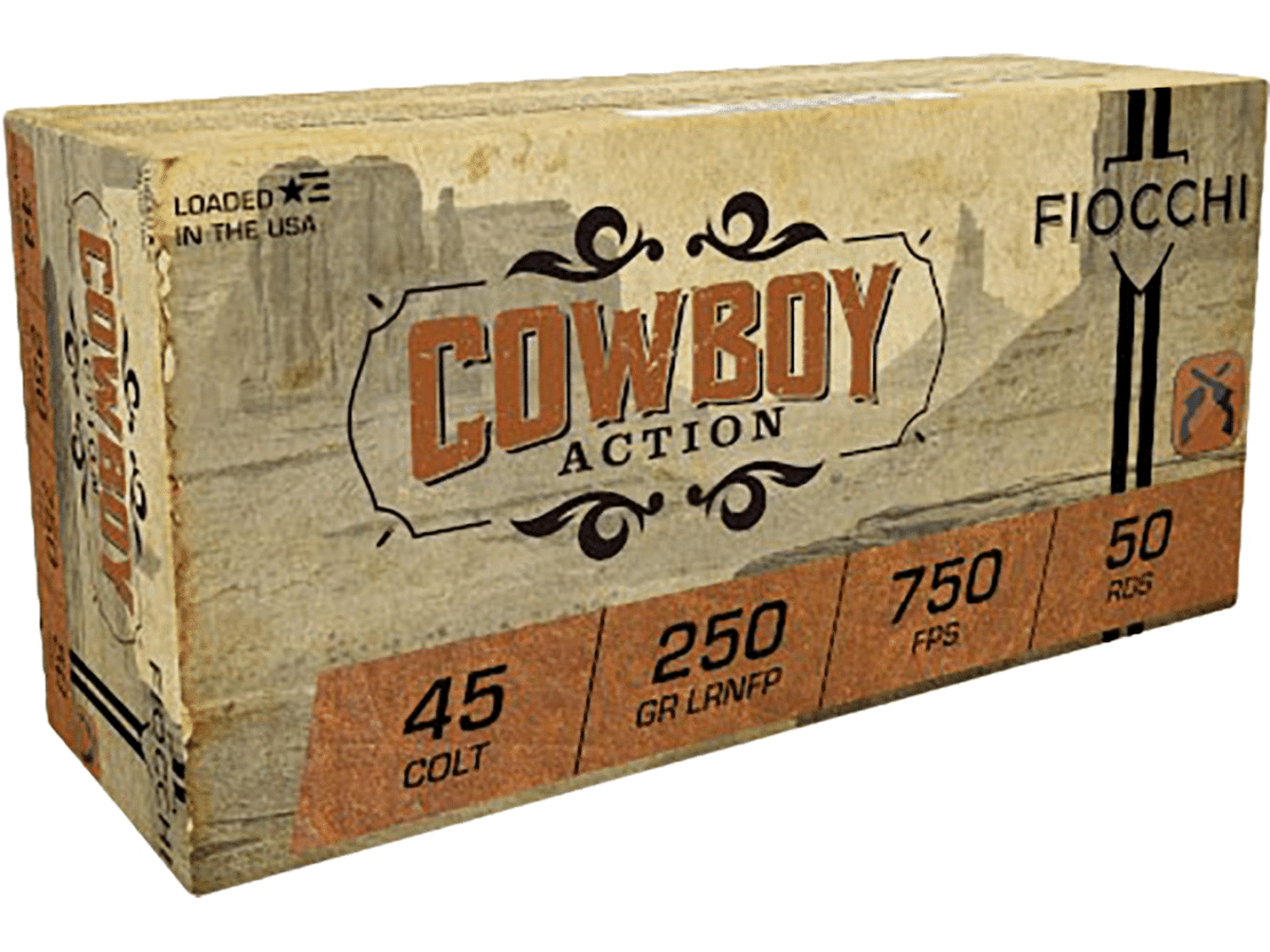 Fiocchi Cowboy Action Ammunition 45 Colt (Long Colt) 250 Grain Lead Round Nose Flat Point Box of 50