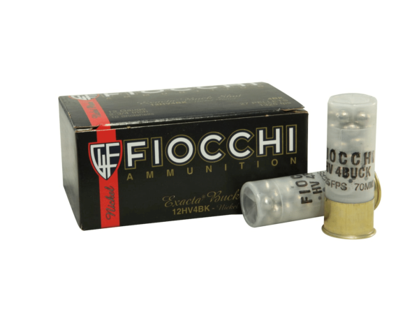 Fiocchi Exacta Ammunition 12 Gauge 2-3/4" #4 Buckshot 27 Nickel Plated Pellets Box of 10
