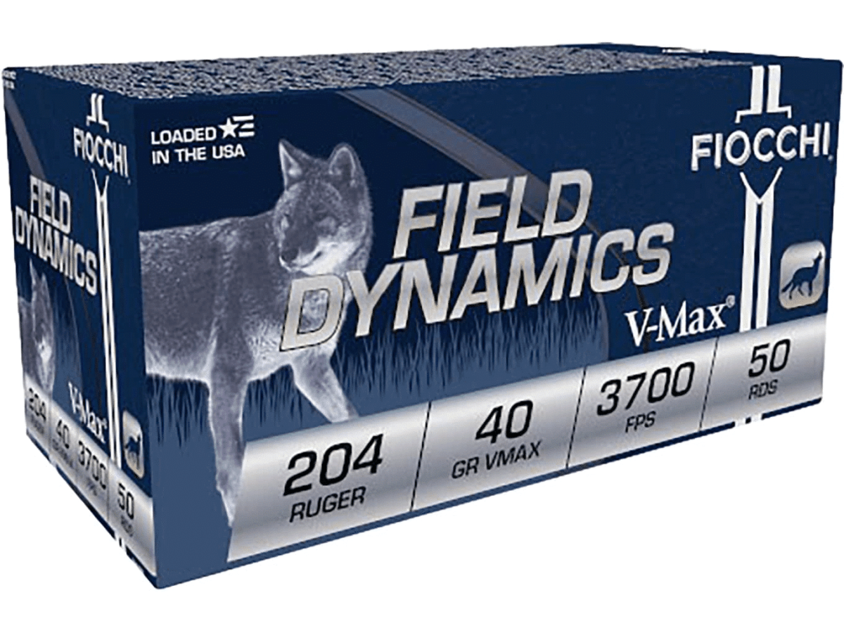 Fiocchi Extrema Ammunition 204 Ruger 40 Grain Hornady V-MAX Polymer TIp