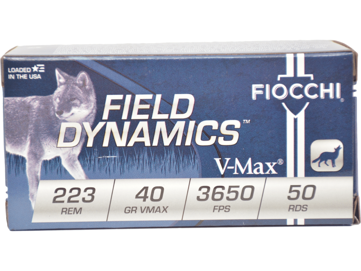 Fiocchi Field Dynamics Ammunition 223 Remington 40 Grain Hornady V-MAX Ammunition