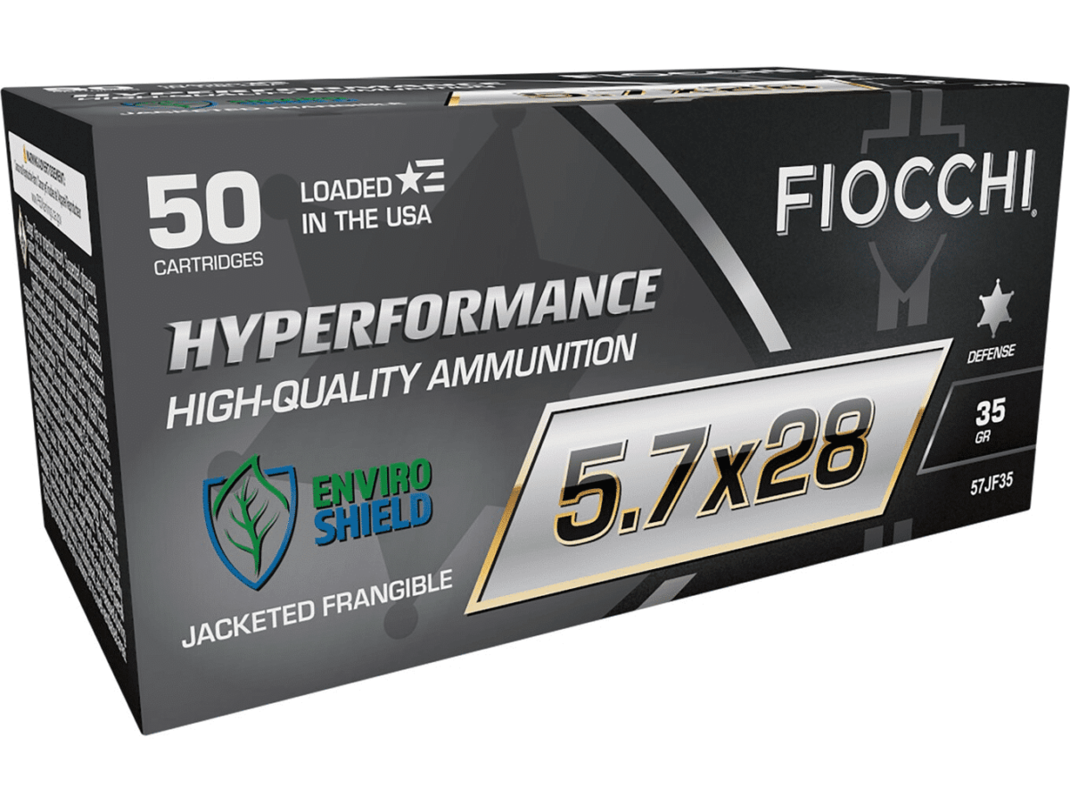 Fiocchi Hyperformance Ammunition 5.7x28mm FN 35 Grain Jacketed Frangible Polymer Tipped Hollow Point Lead Free