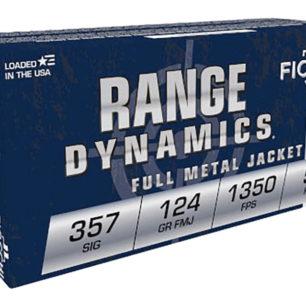 Fiocchi Range Dynamics Ammunition 357 Sig 124 Grain Full Metal Jacket Truncated Cone Box of 50