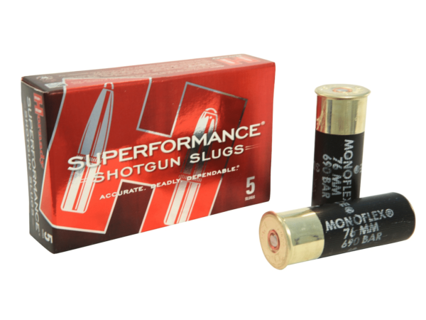 Hornady Superformance Ammunition 12 Gauge 2-3/4" 300 Grain MonoFlex Polymer Tip Sabot Slug Lead Free Box of 5