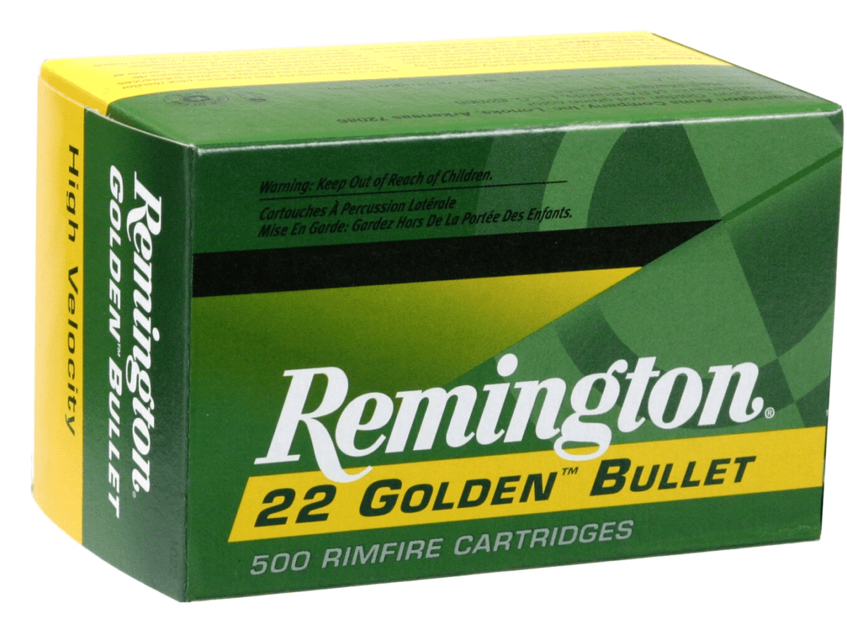 Remington Golden Bullet Ammunition 22 Long Rifle 40 Grain High Velocity Plated Lead Round Nose