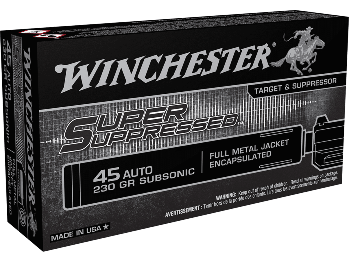 Winchester Super Suppressed Ammunition 45 ACP 230 Grain Full Metal Jacket