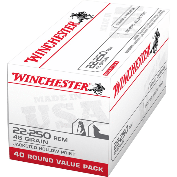Winchester USA Ammunition 22-250 Remington 45 Grain Jacketed Hollow Point