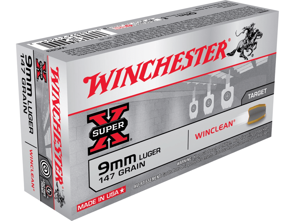 Winchester WinClean Ammunition 9mm Luger 147 Grain Brass Enclosed Base